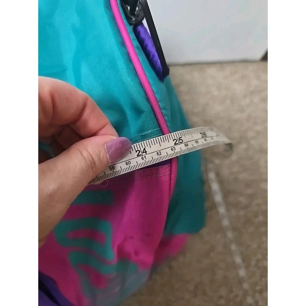 Vintage 90s Locomotor Sport Duffle Bag Teal Pink Purple Retro Gym Travel Luggage